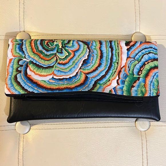 Abstract Fold Over Clutch Purse Bag - Picture 1 of 4